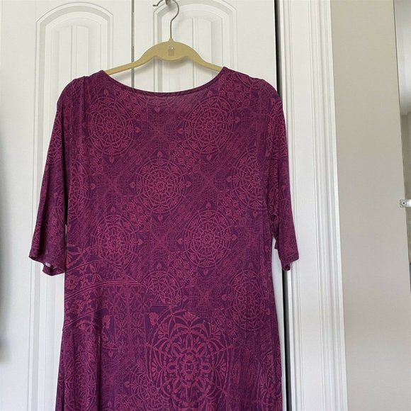 Soft Surroundings Purple Dress Midi Boho Flowy Viscose Short Sleeve Large 2CK34 - Picture 8 of 10